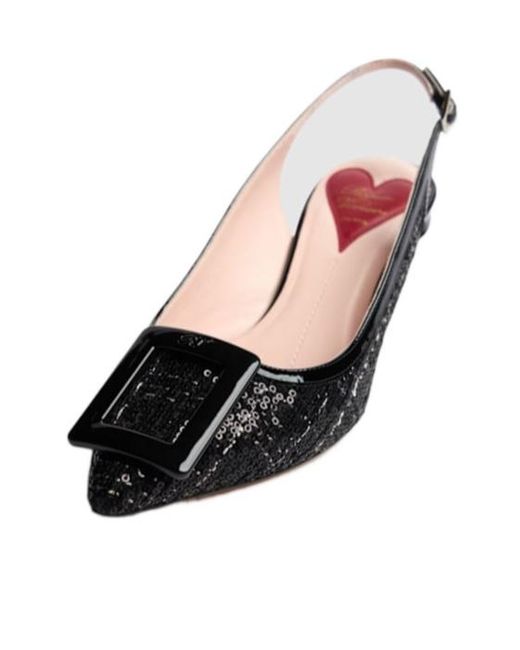 Roger Vivier Black Virgule Pointed-Toe High-Heeled Sandals