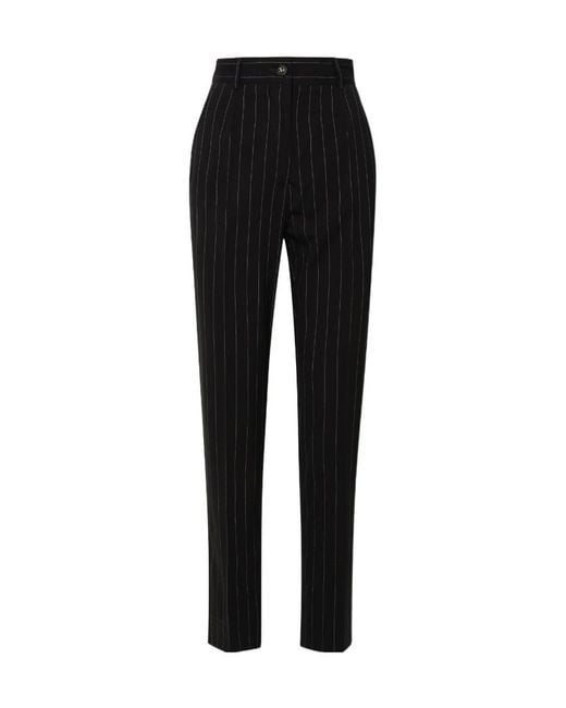 Dolce & Gabbana Black Striped Tailored Trousers