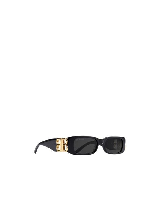 Balenciaga White Dynasty Logo Rectangle Sunglasses