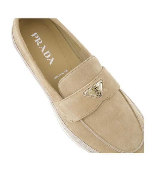 Prada White Round Head Loafer Shoes for men