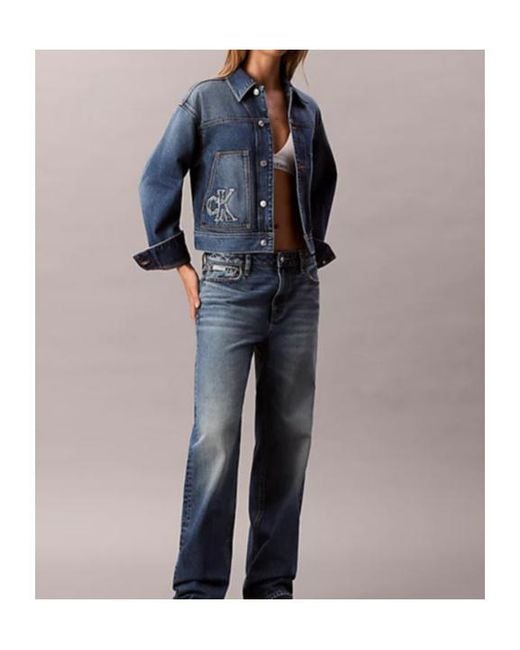 Calvin Klein Blue Workwear Logo-Appliqué Denim Jacket