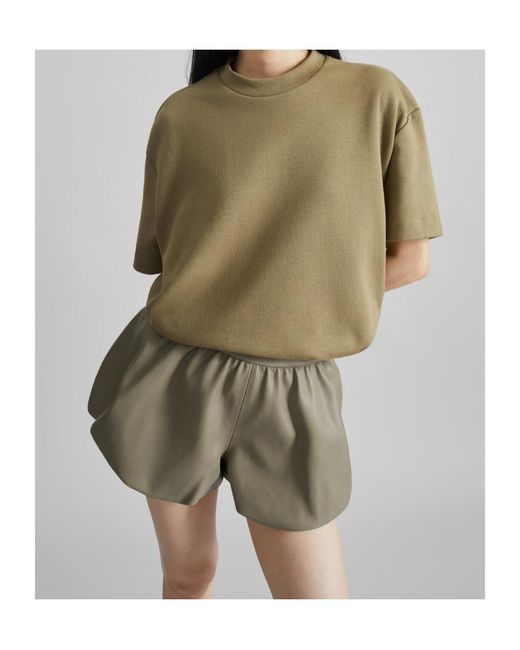 Frankie Shop Green Alina Faux Leather Bubble Hem Shorts