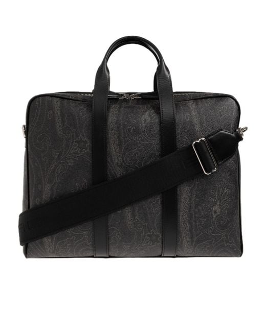 Etro Black Paisley Messenger Bag for men