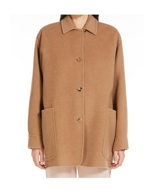 Max Mara Brown Collared Button-Up Coat