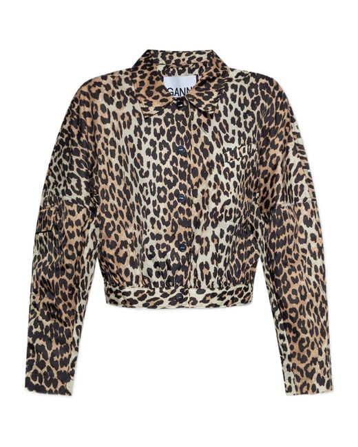 Ganni Black Leopard-Print Jacket