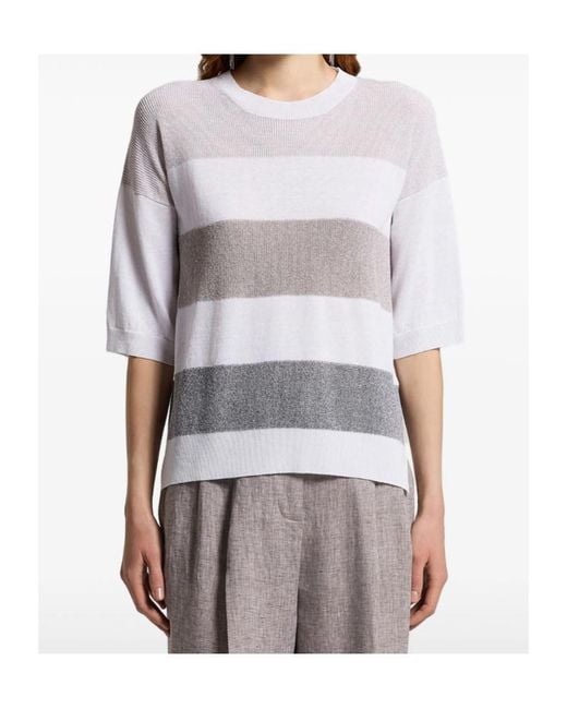Peserico White Sequined Crepe Jumper