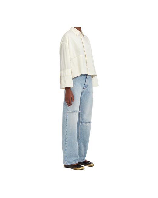 MM6 by Maison Margiela White Wide-Sleeved Poplin Shirt