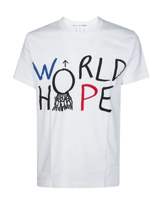 Comme des Garçons White Crew Neck Short-Sleeved T-Shirt for men