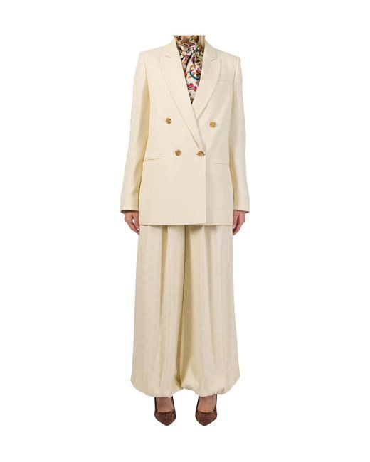Etro Natural Double Breasted Blazer