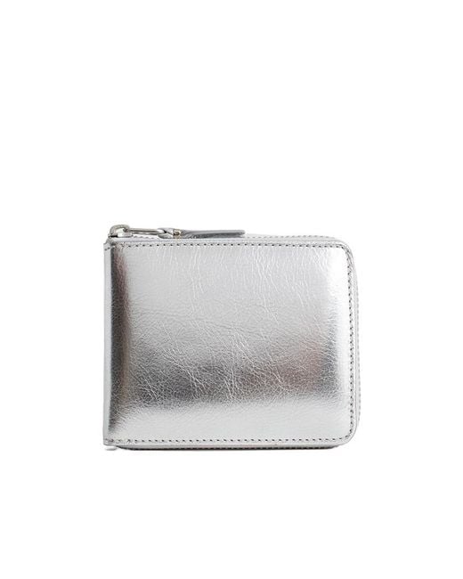 Comme des Garçons Gray Logo Leather Wallet for men