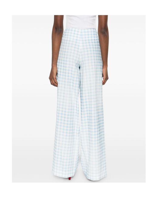Ermanno Scervino White Gingham Wide-Leg Pants