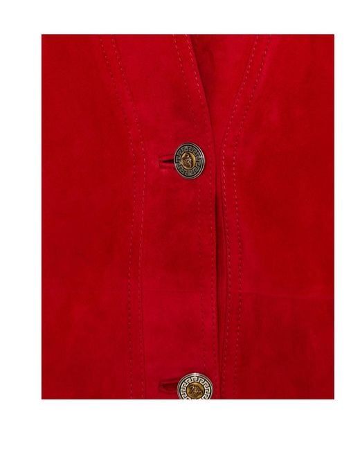 Versace Red V-Neck Buttoned Jacket