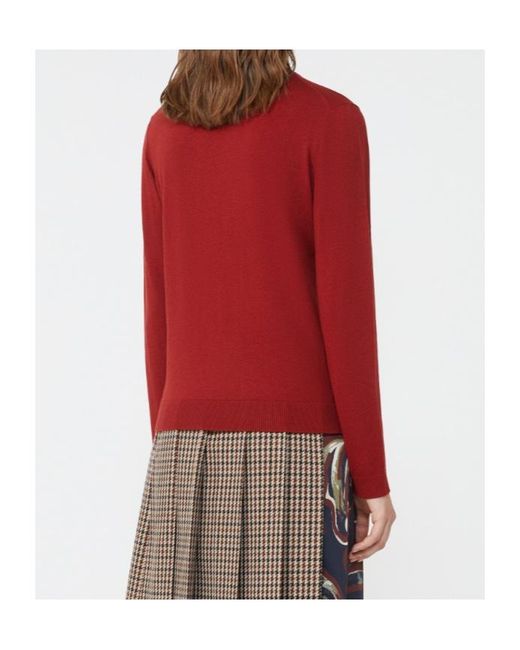 Weekend by Maxmara Red Silk And Wool Yarn Pullover