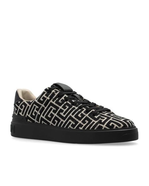Balmain Black B-Court Trainers With Jacquard Monogram for men