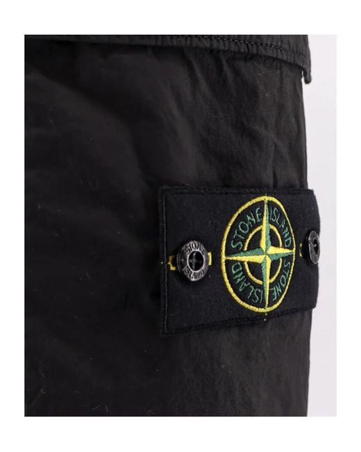 Stone Island Black Elasticated-Waist Cargo Pants for men