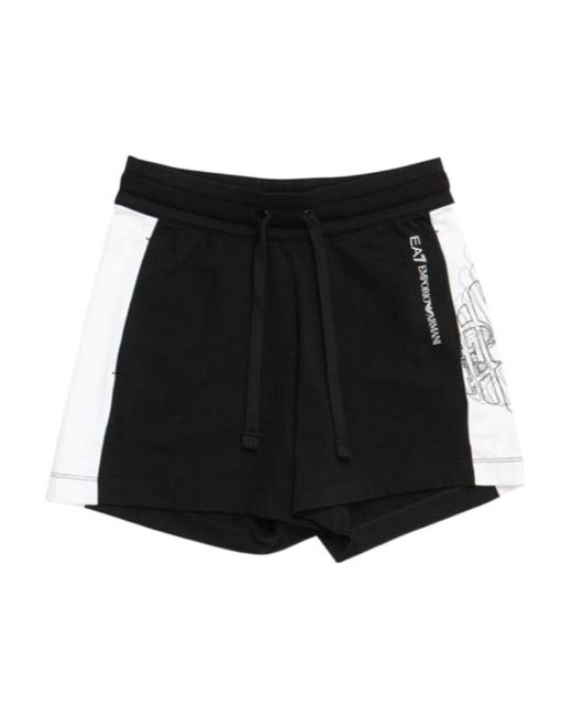 EA7 Black Logo Drawstring Sports Shorts