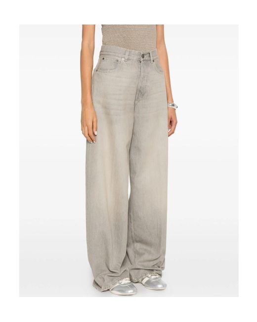 Haikure Gray Bethany Faded-Effect Wide-Leg Jeans