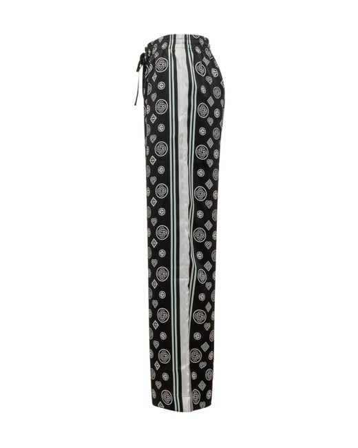 Casablanca Black Silk Pants With Monogram Print