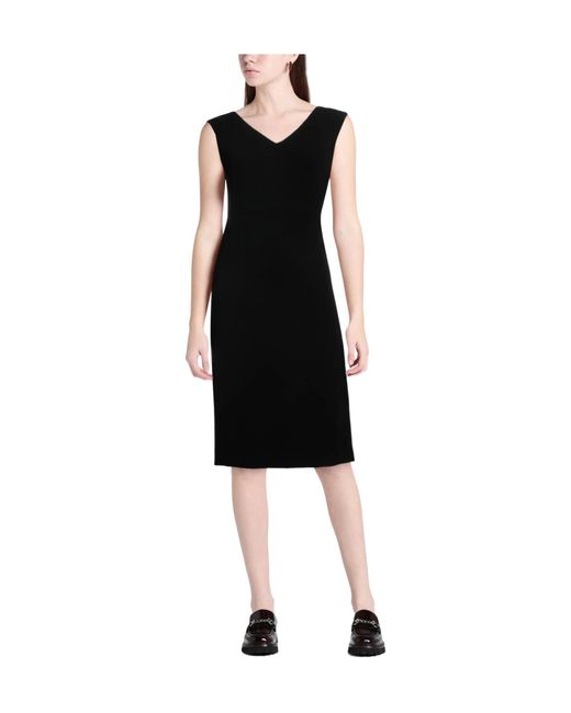 Dolce & Gabbana Black Sleeveless Solid-Colored V-Neck Dress