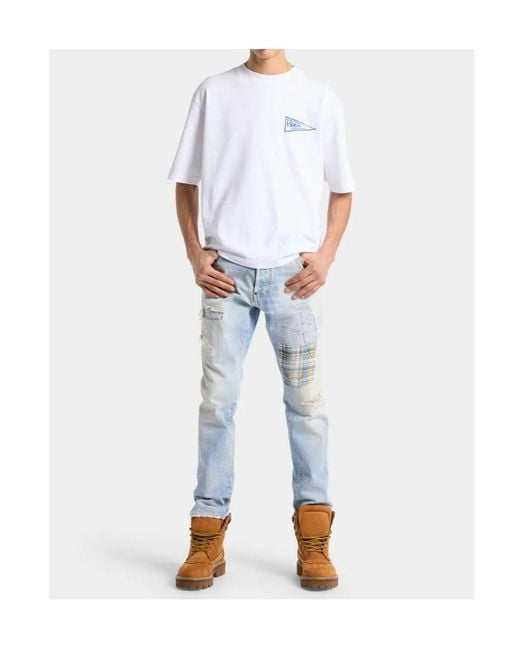 DSquared² Blue Patched Superlite Teddy Jeans for men