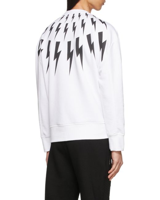Neil Barrett White Graphic-Print Long-Sleeved Jumper for men