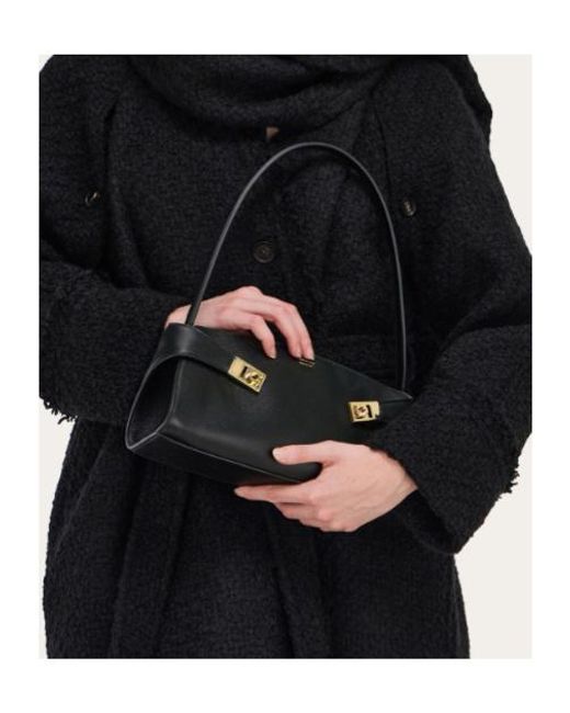 Ferragamo Black Hug Embossed Leather Tote Bag