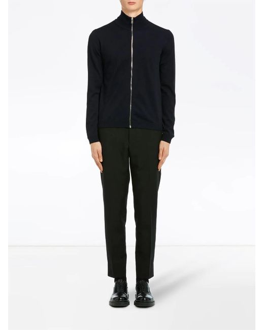 Prada Blue Wool Cardigan for men