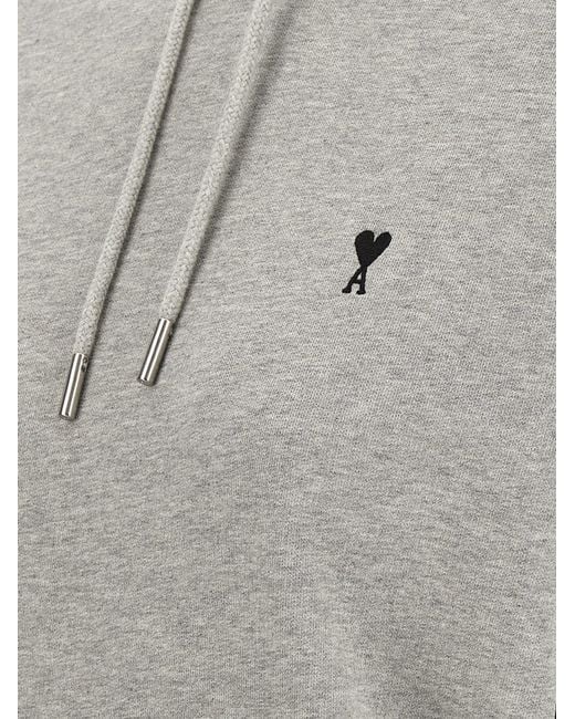 AMI Gray Ami De Coeur Drawstring Hoodie