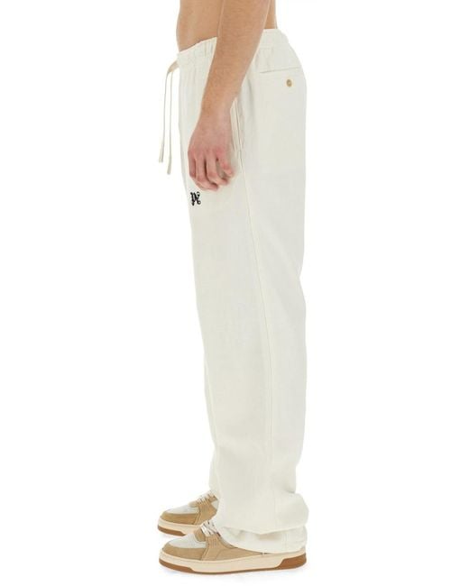 Palm Angels Black Monogram Embroidered Drawstring Pants for men