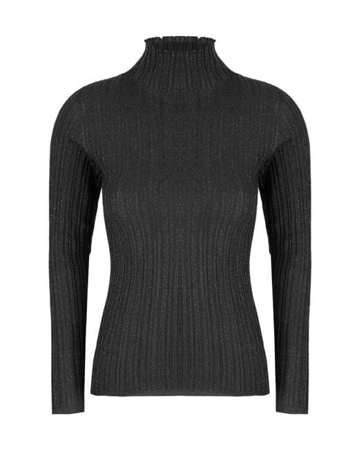 Fabiana Filippi Black Turtleneck Knit Top