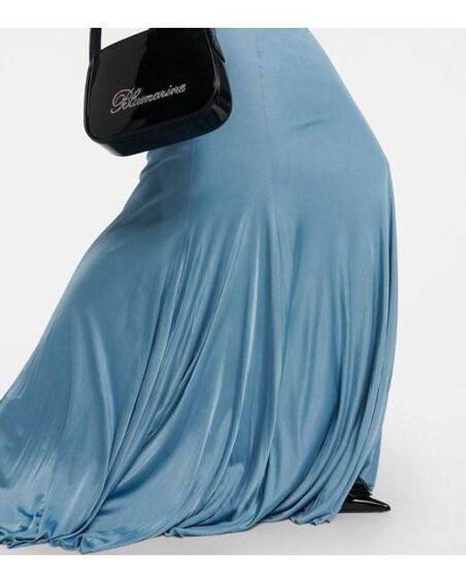 Blumarine Blue Open-Back Satin Gown
