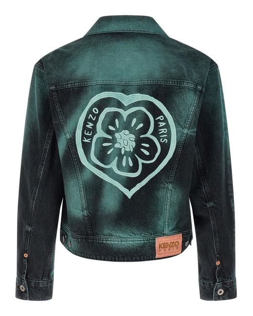 KENZO Green Boke Heart Puffer Jackets for men