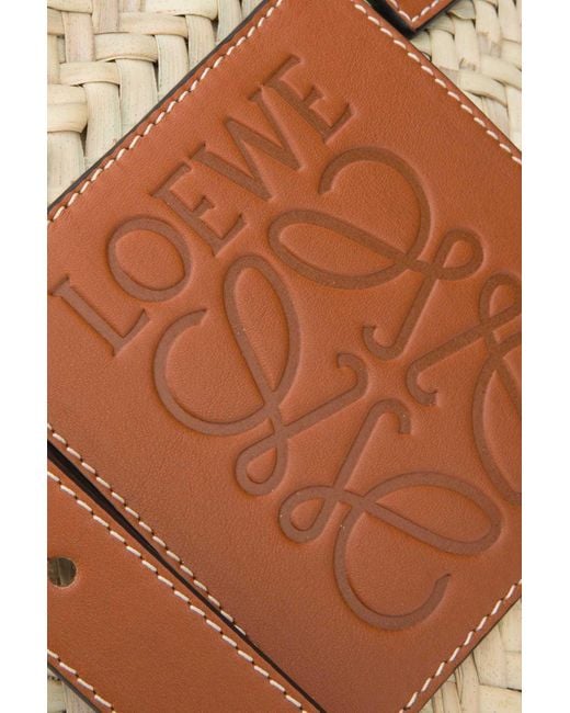 Loewe Brown Anagram-Embossed Patch Small Basket Tote Bag