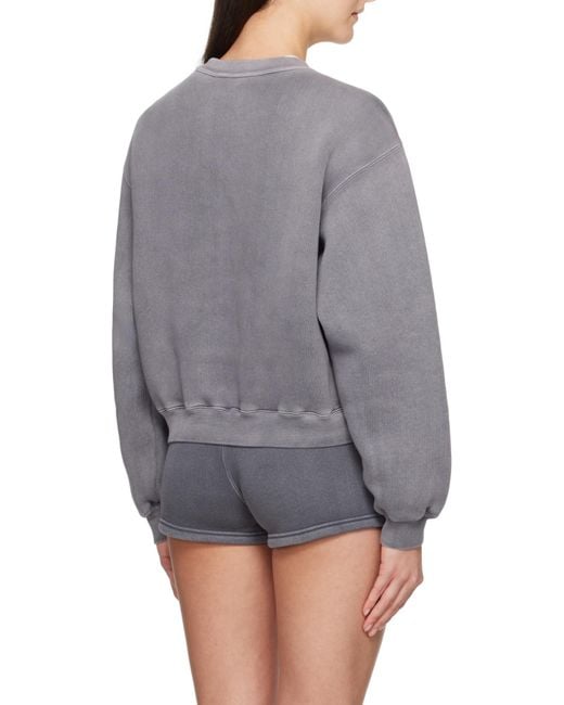 T By Alexander Wang Blue Logo Embossed Crewneck Sweatshirt