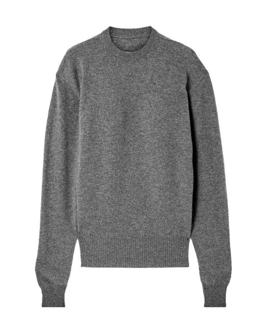 Totême Gray Ribbed-Cuff Cashmere Sweater