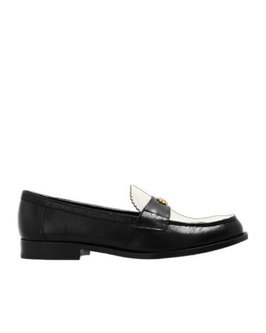 Tory Burch Black Logo Plaque Two-Toned Loafers