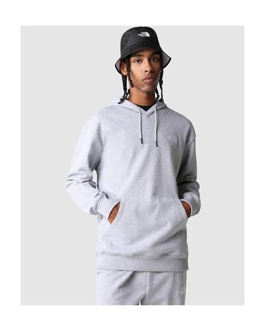 The North Face Gray Logo Embroidered Drawstring Hoodie for men