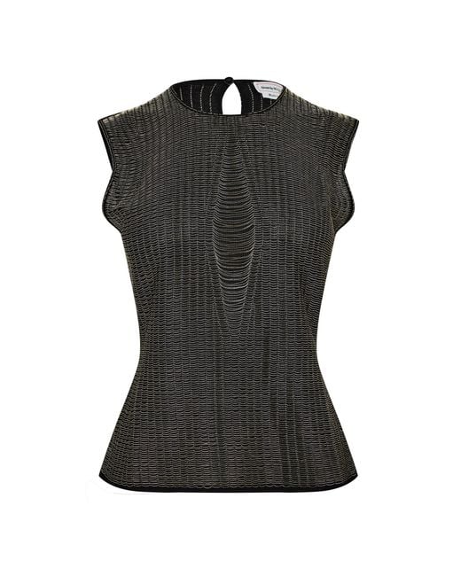 McQueen Black Short-Sleeve Crew Neck Knit Top