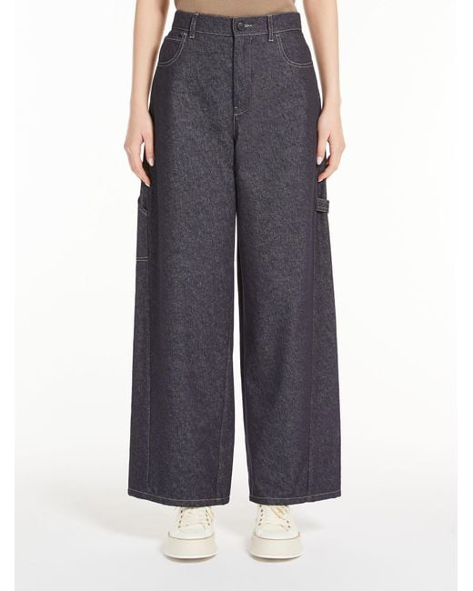Max Mara Black Logo Patch Wide-Leg Jeans