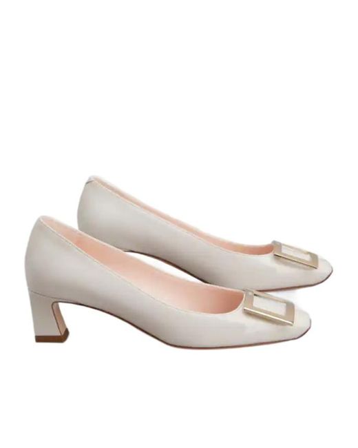 Roger Vivier White Square Toe Pumps