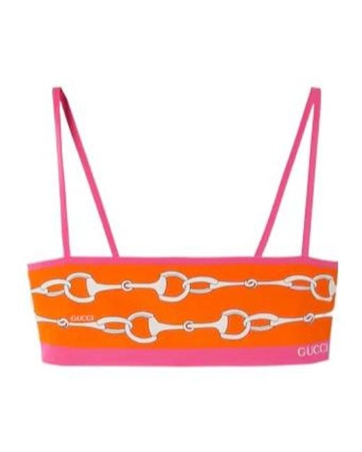 Gucci Orange Horse Collar Buckle Stripe Printed Sling