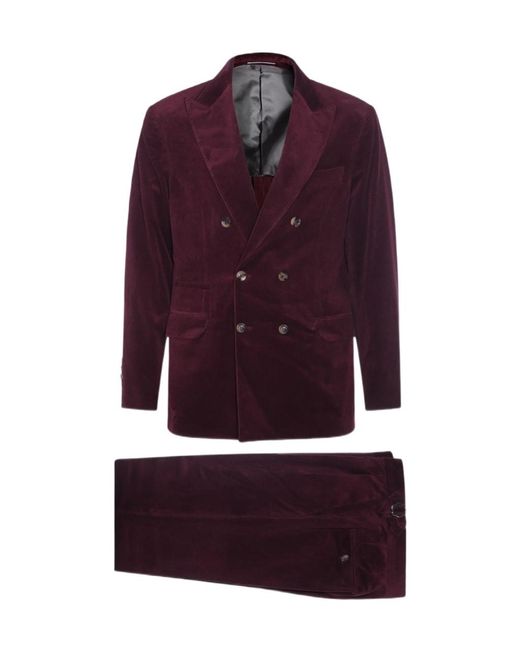 Brunello Cucinelli Purple Double Breasted Jacket Suit for men