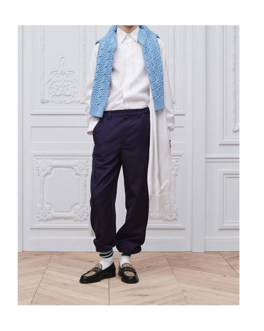 Dior Blue Cargo Pants With Embroidery for men
