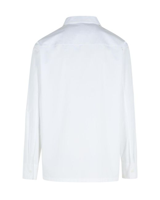 Jil Sander White Long Sleeved Zip-Up Shirt for men