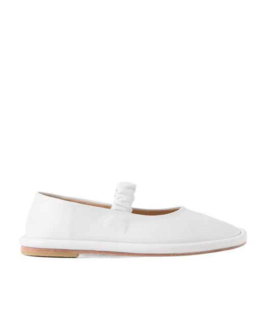 Lauren Manoogian White Solid Color Leather Ballet Flats