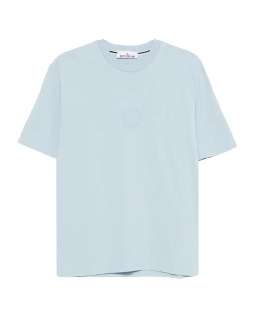 Stone Island Blue Camo Compass Printed Crewneck T-Shirt for men