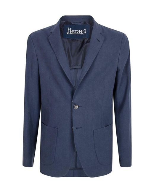 Herno Blue Long-Sleeved Suit Jacket for men