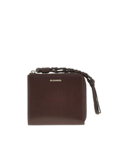 Jil Sander Brown Zip-Around Wallet