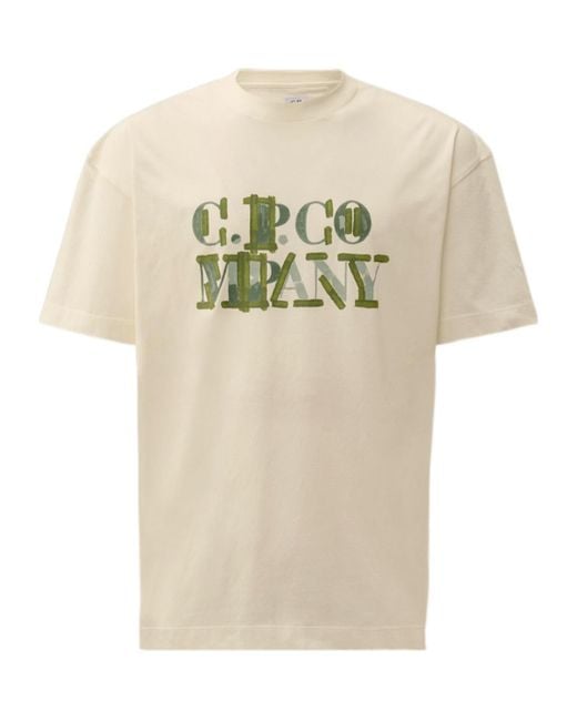 C P Company Natural Logo Graphic T-Shirt for men