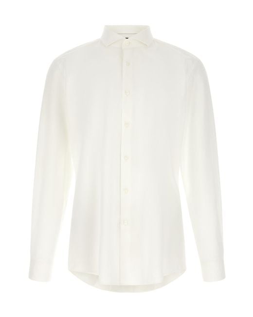 Boss White Stretch Cotton Shirt for men